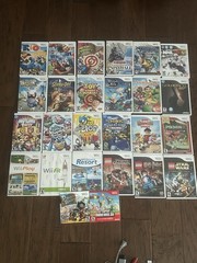 Nintendo Wii Console White RVL-001 Bundle, 26 Games, 2 Controllers, Wii Fit