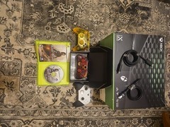 Xbox series x with three controllers in open box. condition