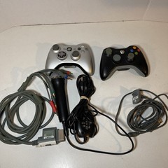Two Microsoft Xbox 360 Controllers Untested No Backs With Cords And Microphone