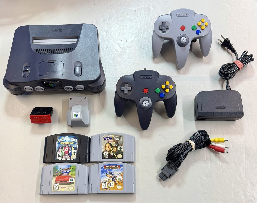 Nintendo 64 N64 System Console OEM Bundle Lot w/ 4 Games – Expansion Pak – Works