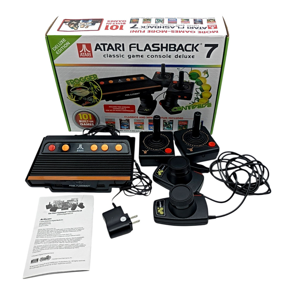 Atari Flashback 7 Deluxe Console 101 Built In Games 4 Controllers Box Tested