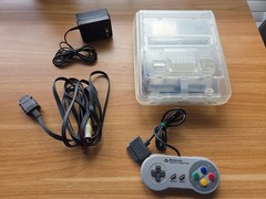 Super Nintendo Famicom SNES Console Bundle Controller + Transparent SFC Shell