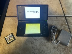 Crimson Red Nintendo Ds Lite W/ Charger And Super Mario Bros.