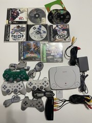 EUC PlayStation 1 PS one SCPH-101 w/ 4 Controllers And 8 Game Bundle Works
