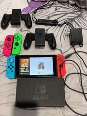 Nintendo Switch (Original) Bundle w/ Dock, Charger, Joy-Con Red/Blue Green/Pink