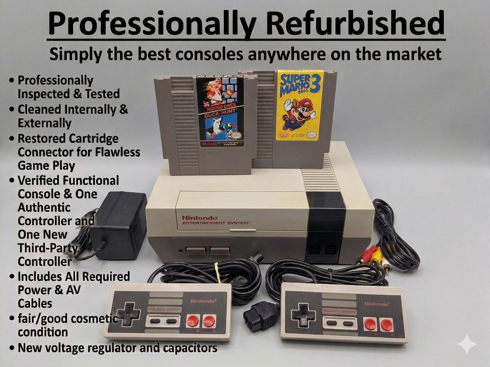 Nintendo NES Console Super Mario 3 Pack. New Caps + Regulator + POLISHED 72 Pin.