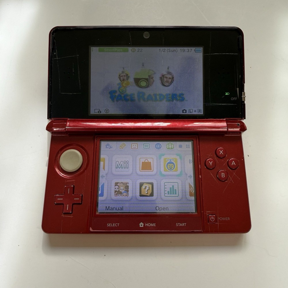 Nintendo 3DS Handheld System Flame Red Tested USA *READ DESCRIPTION