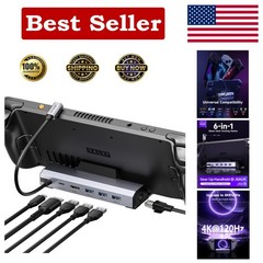 Ultra-Fast 6-in-1 Docking Station: 100W Charge & Gigabit Ethernet for Gaming