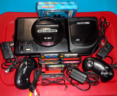 Sega CD Model 2 (MK-4102A) Genesis Model 1 (1601) 2AC 2Controllers 10Games AV RF