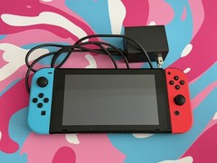 Nintendo Switch HAC-001 Red & Blue WORKING W/ Charger + Super Mario Odyessey