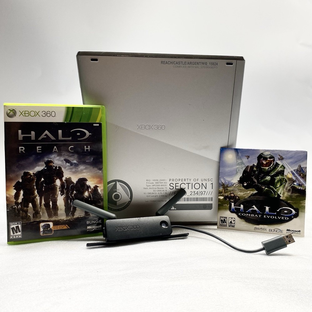Microsoft Xbox 360 S Halo Reach Edition Silver Console 250gb With Game Silver