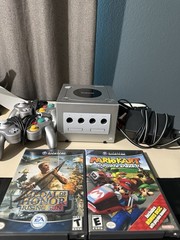 Nintendo GameCube Silver Console with 2 Controllers Mario Kart Double Dash Bundl
