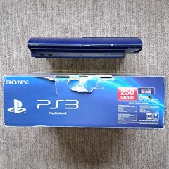 ✅Sony Playstation 3 PS3 Super Slim 250 GB Azurite Blue Console w Box *Low Hours*