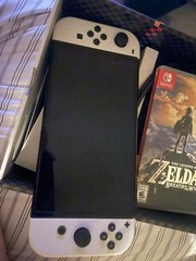 Nintendo Switch OLED Model White/Black 64GB Console Bundle + Zelda BOTW