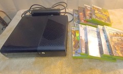 Microsoft Xbox 360 Black E 500gb Console with 9 Games and No Controllers.