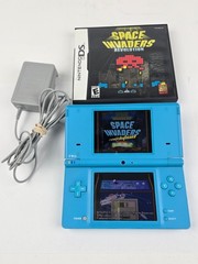 Nintendo DSi TWL-001 Bright Blue Color w/ Charger & Space Invaders Working