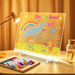 11.8&Prime;x8.5&Prime; LED Drawing Board with 12 Markers, Brightness Adjustment Touch But…