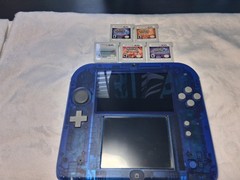 Nintendo 2DS Transparent Blue + 8 Games Limited edition Sapphire Handheld System