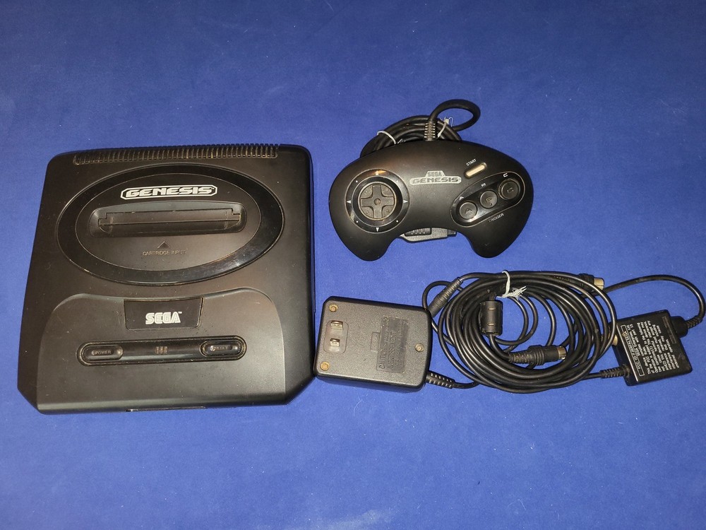 Sega Genesis Model 2 Black Console System w off cbls &3 btt cntrl tested G cond