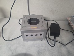 Nintendo GameCube Silver DOL-001 Console Tested Working W/ Game & Power Supply