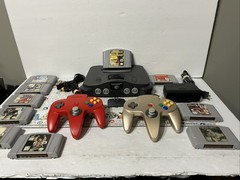 Nintendo 64 N64 Console Bundle Tested Working 2 OEM Controllers – 10 Games!