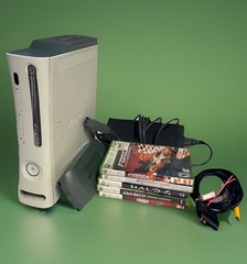 Xbox 360 Console 60GB HDD – Power Cable + AV Cord & Games + Extra HDD