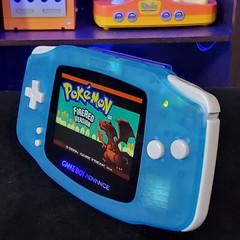 Clear Blue Game Boy Advance GBA Console with iPS V5 Backlight Backlit LCD MOD