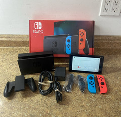 Nintendo Switch (HAC-001) Neon Red/Neon Blue Console Free Shipping