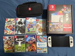 Nintendo Switch OLED Game Console White and Black With 8 Games