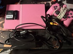 Sony PlayStation 2 Slim Pink Console Bundle 2 Controllers Memory Card Cables