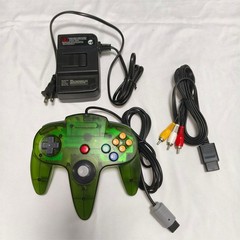 USA Nintendo N64 Console Systemv Clear Green Shell Bundle W/Oem controller Cords