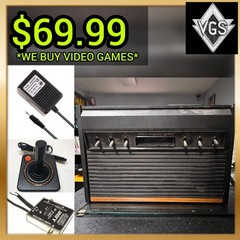 Atari 2600 CX-2600 VCS Home Console Black RF NTSC w/ Joystick Power Supply