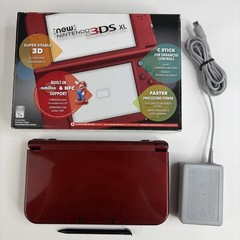 Nintendo New 3DS XL Red In Original Box W Charger Stylus US Model