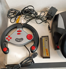 Vtg Power-joy Turbo Racer Tv Game System 26 Games Preloaded 2 Player Wheels WORK