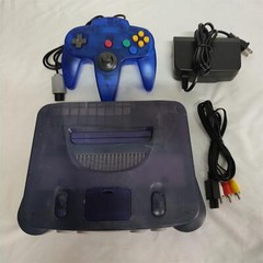 Nintendo N64 Console Systemv Clear Blue Shell Bundle W/Oem controller Cords