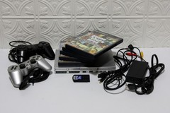 Playstation 2 PS2 Slim Console Silver 2 Controllers 5 Games 16MB Memory Card