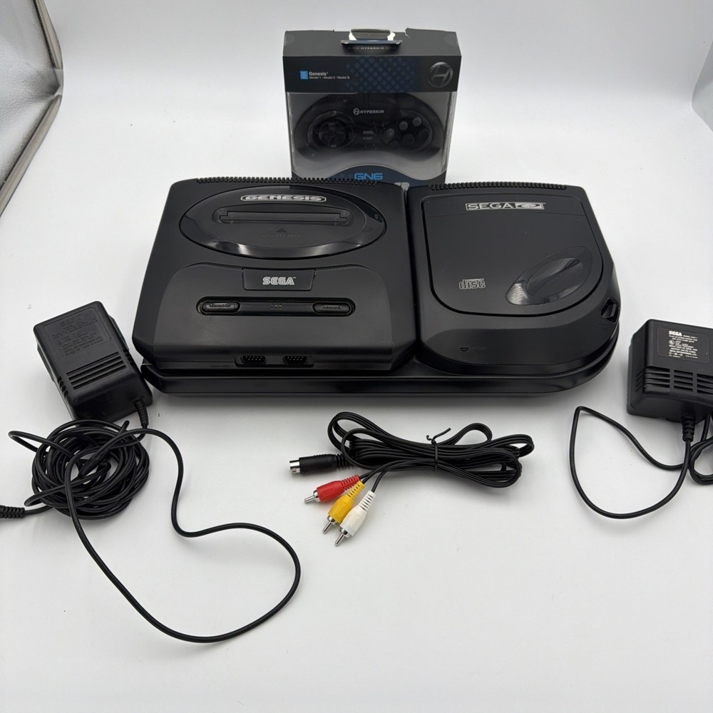 Sega Genesis Model 2 Sega CD Model 2 MK-4102 Bundle Tested Serviced New Controll