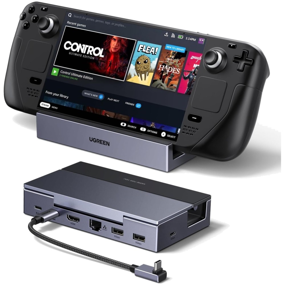 Portable Steam Deck Dock: 4K@120Hz HDMI, USB-A, USB-C & Gigabit Ethernet&rsquo;/