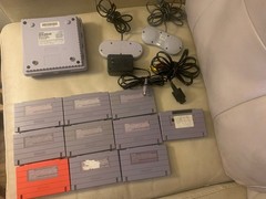 Super Nintendo SNES JR Console SNS-101 Bundle With 10 Games And 2 Controllers.