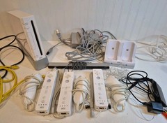 Wii RVL-001 Bundle w/3 Remotes, 3 Nunchucks, Charger, Sensor, Cables Ready 2 Go