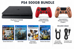 Sony PlayStation 4 500gb Jet Black Console With Two Controllers and Four games
