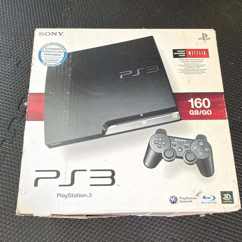 Sony PlayStation 3 Slim CECH-2501A 160GB Charcoal Black Bundle w/ 3 Controllers