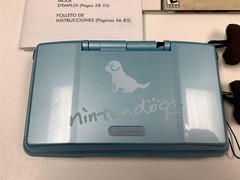 Nintendo DS Teal Nintendogs Boxed Console Broken Hinge Tested Works