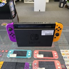 Nintendo Switch Console Black w/ Dock Purple/Orange Joy-Con Controllers TESTED