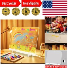 11.8&Prime;x8.5&Prime; LED Drawing Board with 12 Markers, Brightness Adjustment Touch But…