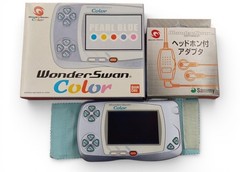 Bandai WonderSwan Color Pearl Blue Console Boxed + Sammy Headphone Adapter Japan