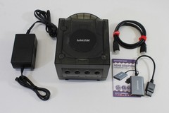 Nintendo Gamecube Console Clear Black & AC S-Video to HDMI NTSC-U/C DOL-001 GC