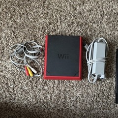 Nintendo Wii Mini RVL-201 Red/Black w AV Cable Sensor Bar Power Adapter 480p