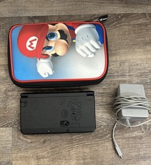 New Nintendo 3DS Black Mario Friday Console With Charger And Case No Stylus