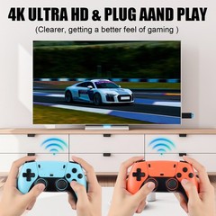 4K Retro Game Console Plug&Play 40000+ Video Game Stick +2x Wireless Controllers